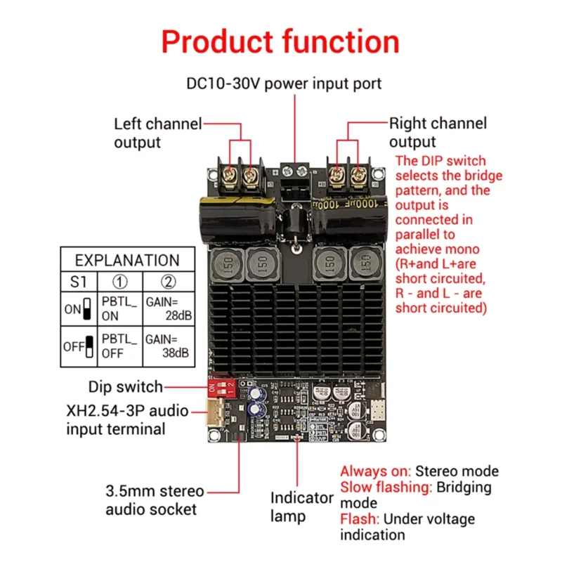 TPA3221 100W X2 Dual Channel Digital Amplifier Board - Image 6